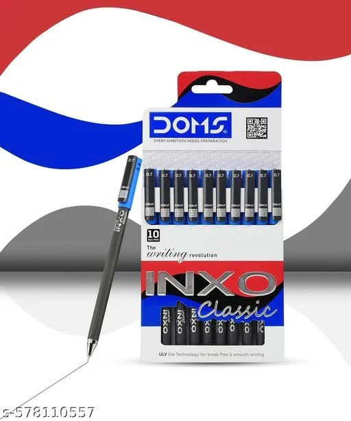 Doms Inxo Classic Blue Ballpoint Pen| The Writing Revolution| ULV Ink Technology For Break Free & Smooth